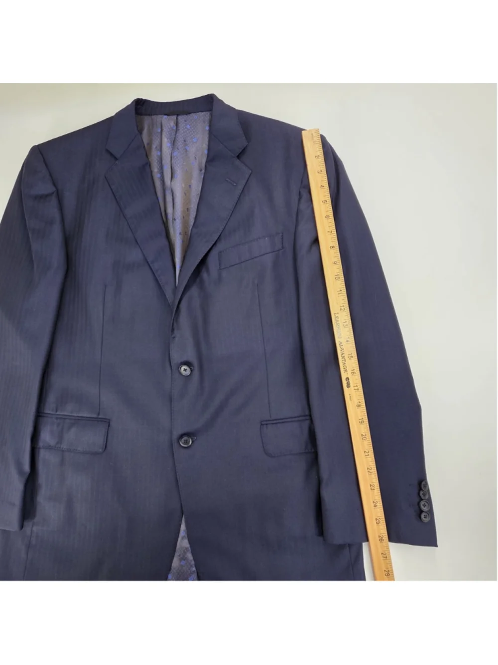 Loro Piana Super 130s Wool Suit Men 44R Navy 2 Piece Custom Tailored USA - Picture 14 of 16
